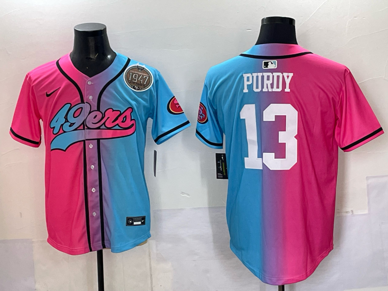 Men San Francisco 49ers #13 Purdy Blue pink Nike Limited NFL 2025 Jersey 0012